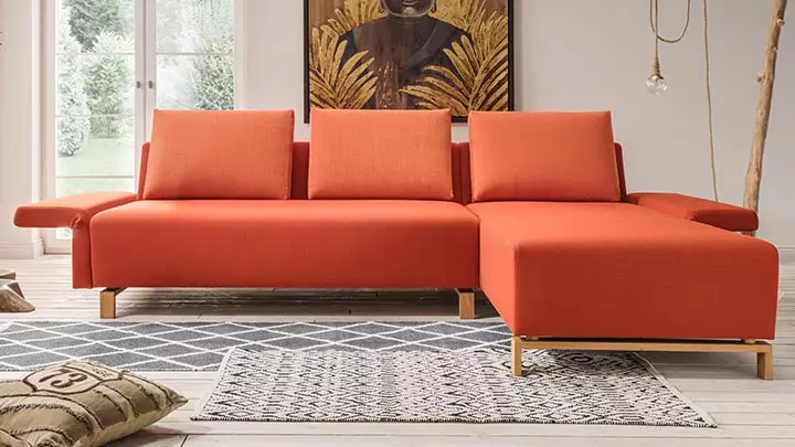 Couch mit Recamiere Fino-Vegan