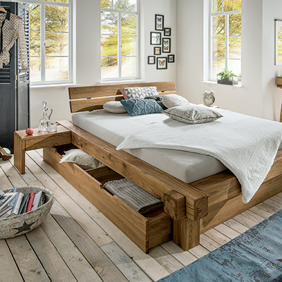 Schubkastenbett Viga, Nachttisch Madea