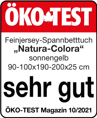 allnatura Feinjersey-Spannbetttuch Natura-Colora, sonnengelb, 90-100x190-200x25 cm - Getestet bei ÖKO-TEST Ausgabe 10/2021 - Testergebnis SEHR GUT