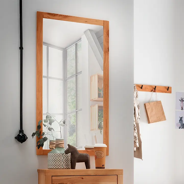 Kleiner Spiegel mit Holzfuß - Braun/Spiegel - Home All