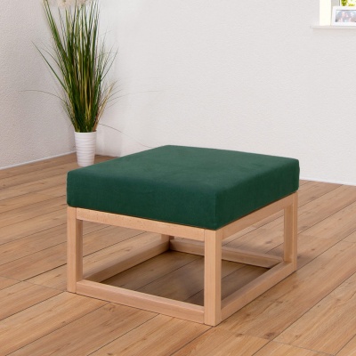 Polsterhocker "Lui" - Farbe: braun - Holzart: Massivholz