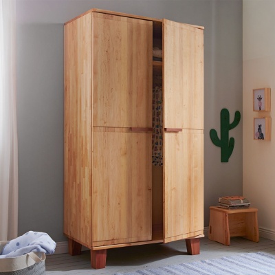 Kleiderschrank "Ludus" - Farbe: braun - Holzart: Massivholz