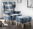 Angesagter Retro-Stil in frische Karomuster - hier in der Stoffart Bonham, Farbe blau Farbe blau