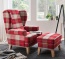 Optional Hocker Country in passender Farbstellung zum Sessel erhältlich - hier in der Stoffart Bonham, Farbe rot Farbe rot