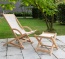 Schaukelliegestuhl und Hocker mit praktischem Buchengestell in Farbstellung beige Schaukelliegestuhl und Hocker mit praktischem Buchengestell in Farbstellung beige