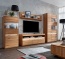 Variante 01 mit schmaler Vitrine, breitem Highboard, schmalem Lowboard und schmalem Wandregal Wohnwand Bassano Variante 01