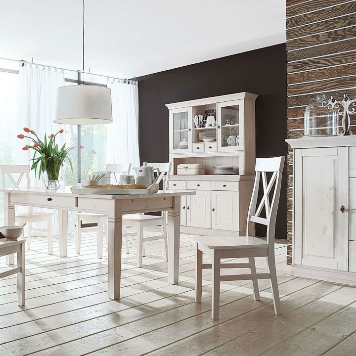 Anrichte mit Aufsatz Romantico in Farbstellung weiß/braun Anrichte mit Aufsatz Romantico in Farbstellung weiß/braun
