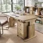 Schreibtisch in Eiche kombiniert mit passendem Rollcontainer