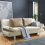 Schlafsofa in Stoffart Glen, Farbe Sand - Kissen in hellbraun