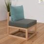 Sessel mit Sitzkissen in grau und Rückenkissen in aqua