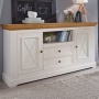 Massivholz Sideboard Molina, massive Kiefer, weiß-gewachst, Variante 01