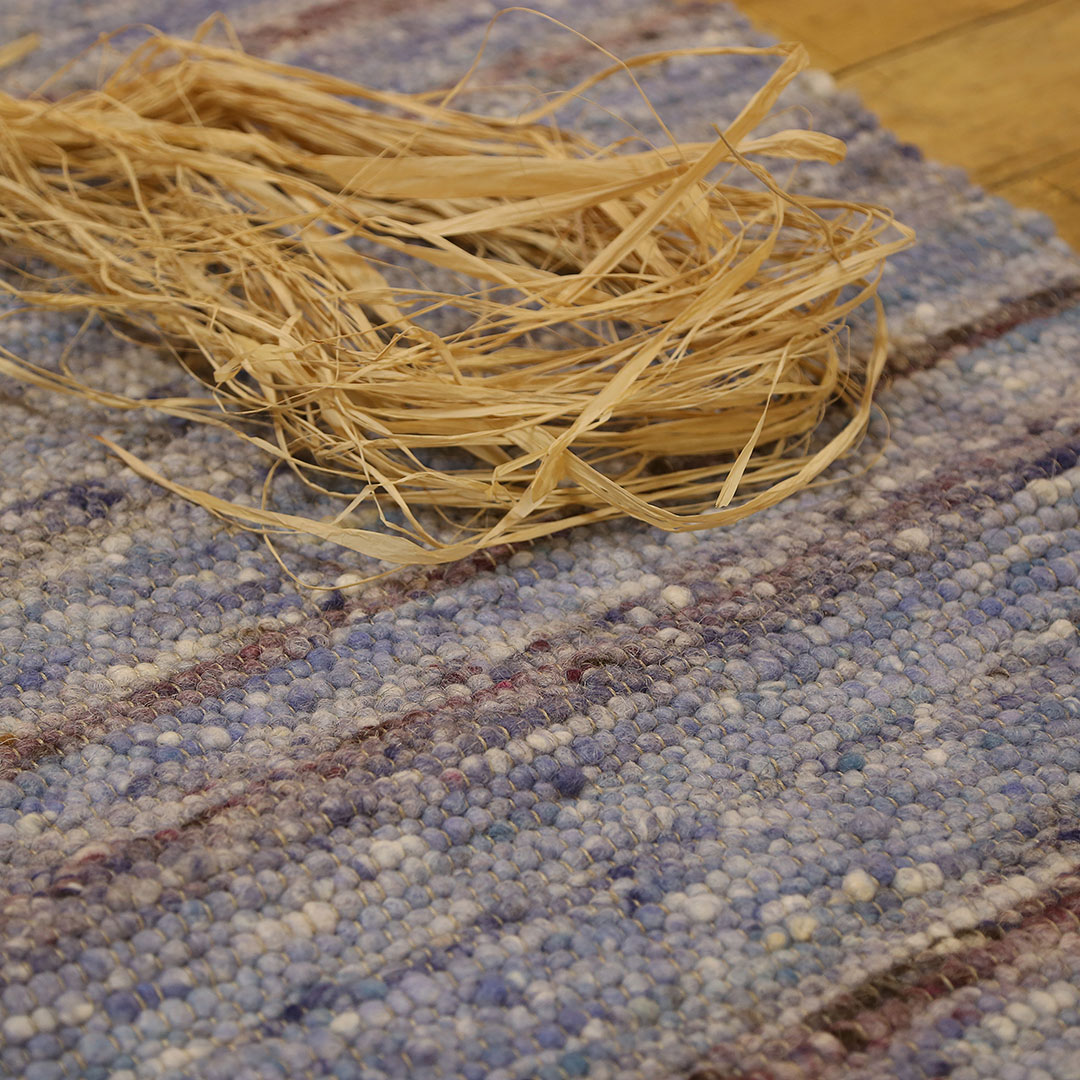 Schurwollteppich "Ancora" | 60x120 cm | aqua | Bio-Material | Handgefertigt | schadstoffgeprüft | Teppiche