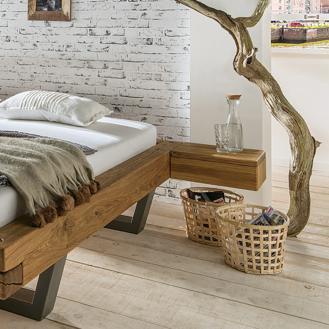 Nachttisch "Madea" | Wildeiche | Bio-Material | Handgefertigt | für die linke Bettseite | Variante 01 | schadstoffgeprüft | Schlafzimmer-Programme
