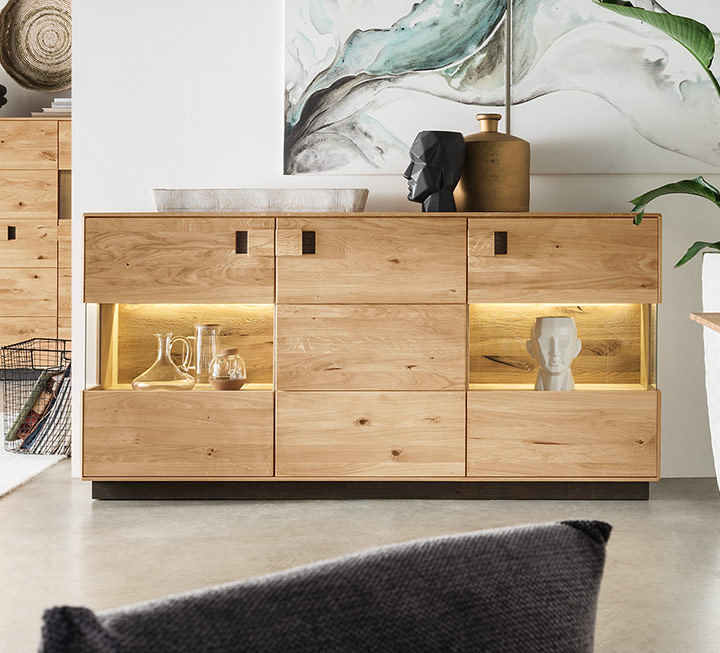 Sideboard Ovaro - Front massive Wildeiche, Korpus massive Eiche Sideboard Ovaro - Front massive Wildeiche, Korpus massive Eiche