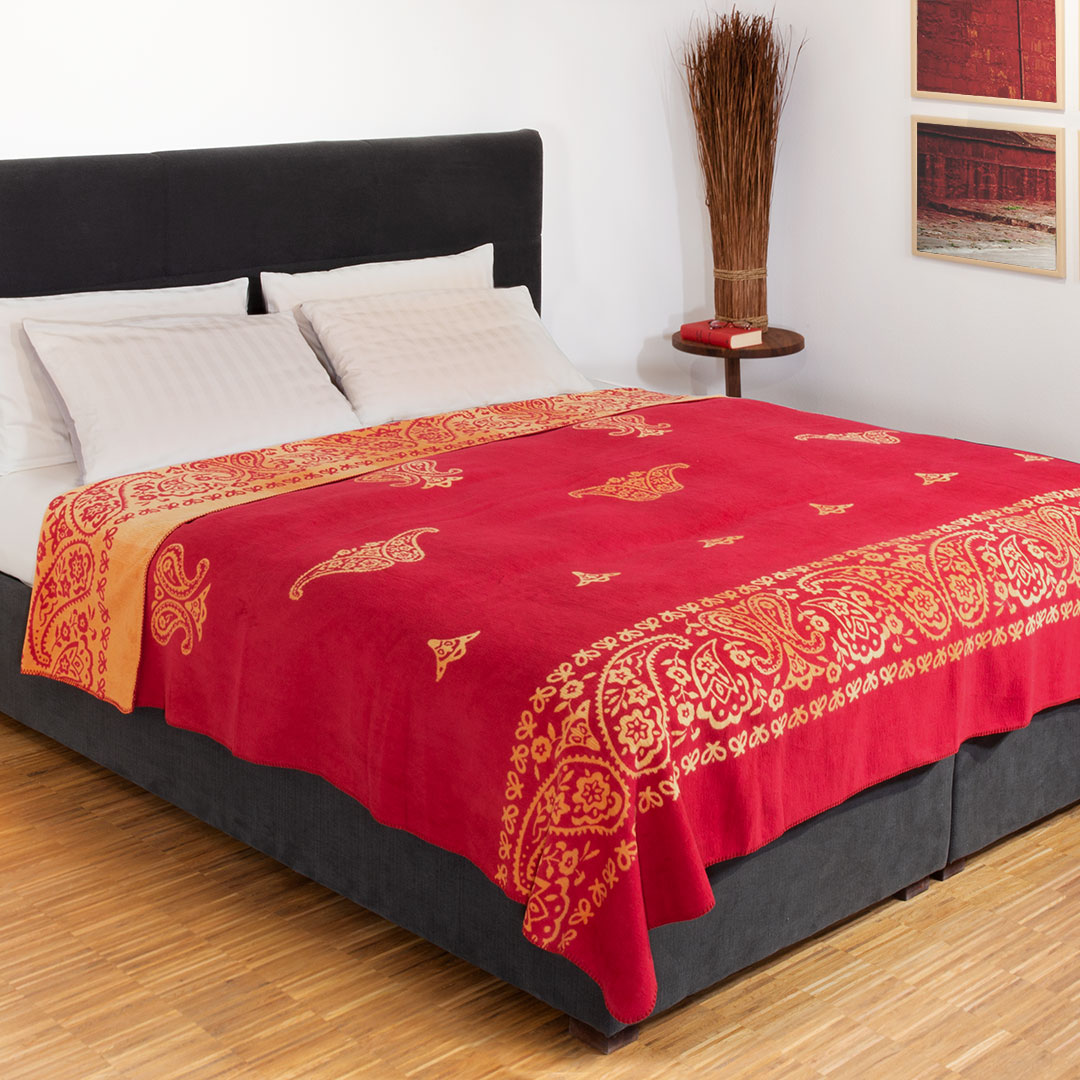 Tagesdecke "Orientale" | 140x200 cm | Bio-Material | Handgefertigt | schadstoffgeprüft | Wolldecken