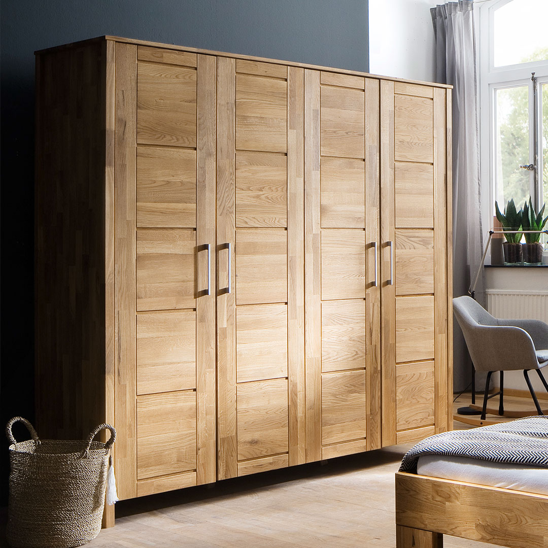 Drehtüren-Kleiderschrank "Molara 01" | Bio-Material | Handgefertigt | 2-türig | schadstoffgeprüft | Massivholz-Kleiderschränke