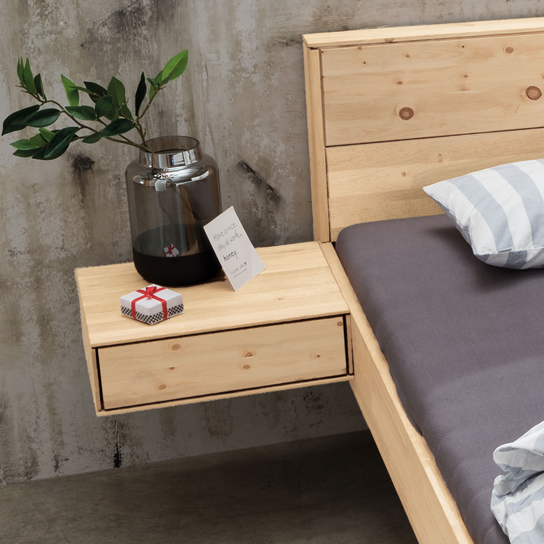 Nachttisch "Cervino" | H14xB45xT37 cm | Bio-Material | Handgefertigt | schadstoffgeprüft | Nachttische