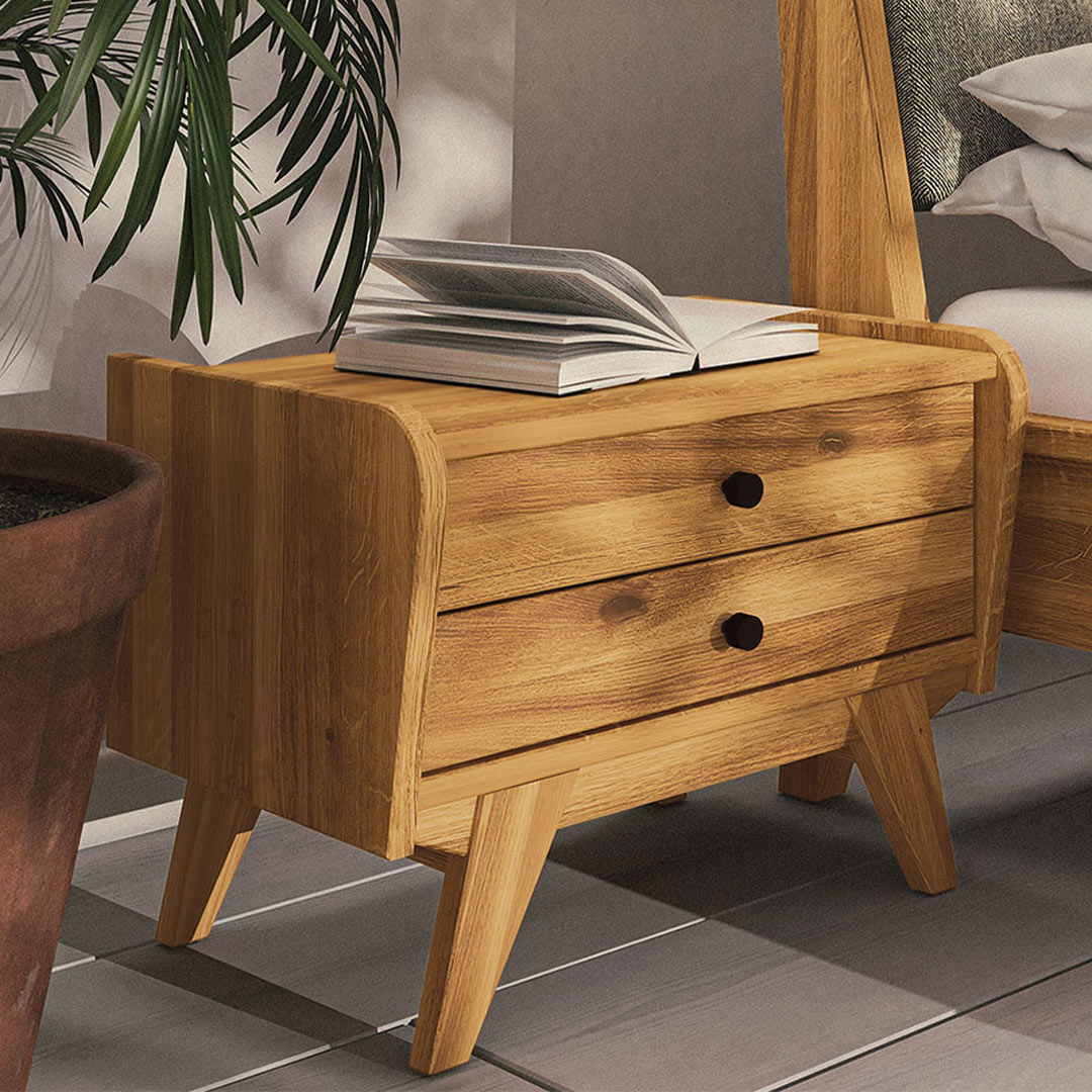 Nachttisch "Lasala" | H43xB55xT39 cm | Kernbuche | Bio-Material | Handgefertigt | schadstoffgeprüft | Nachttische