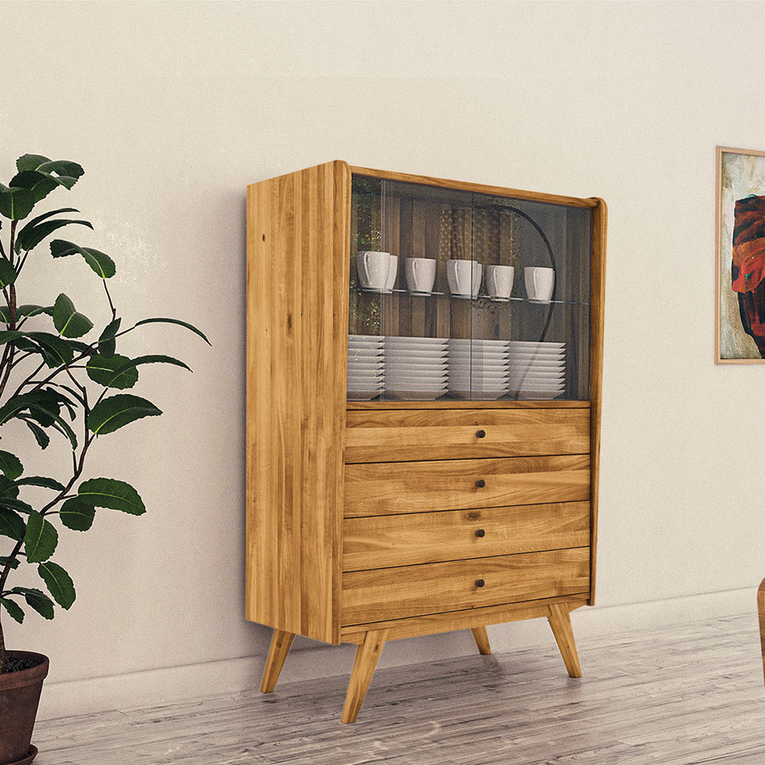 Vitrine "Lasala" | Kernbuche | Bio-Material | Handgefertigt | Variante 01 | schadstoffgeprüft | Vitrinen