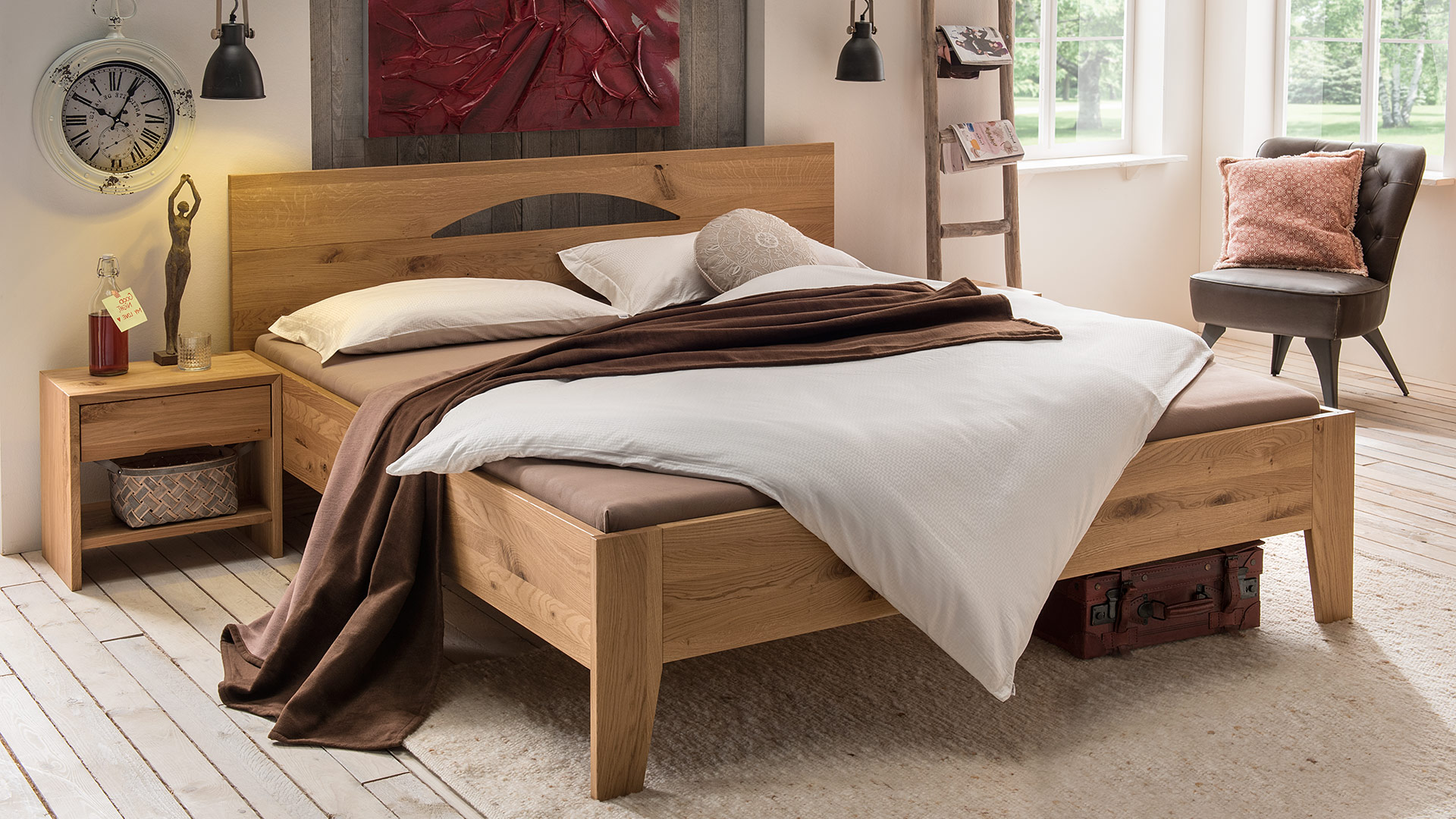 Einzelbett und Doppelbett "Venio" - ohne Oberflächen-Behandlung