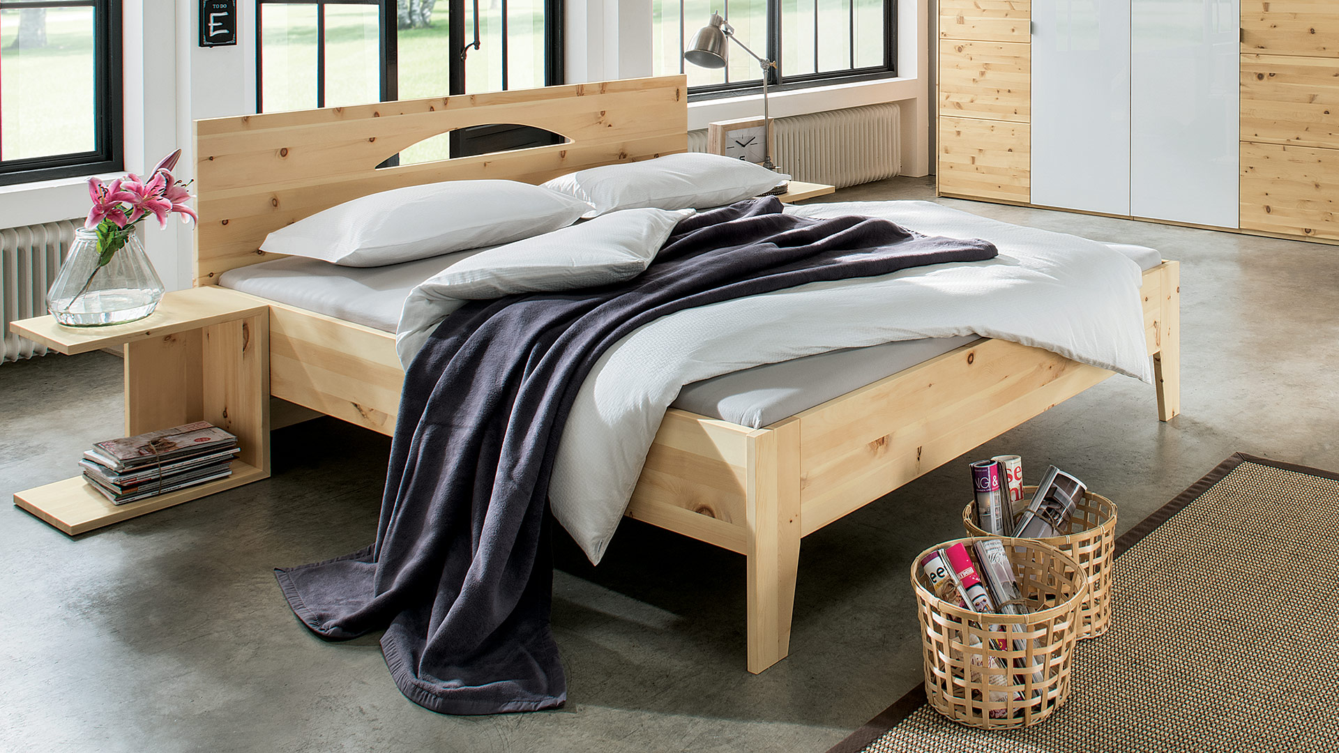 Einzelbett und Doppelbett "Venio" - Zirbe