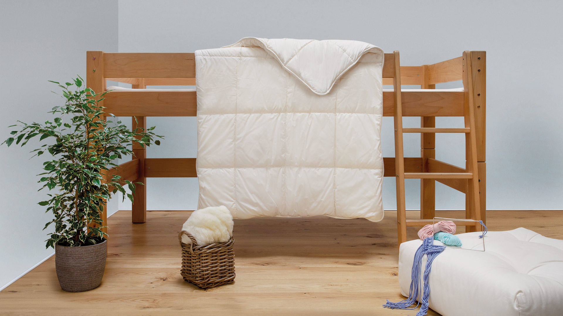 Set Bio Schafwolle Decke und Kopfkissen für Baby 