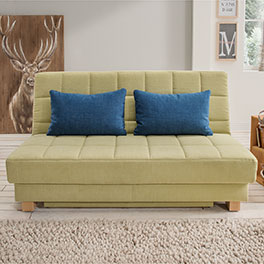 Schlafsofa mit jeansblauen Kissen - jung, frisch und modern