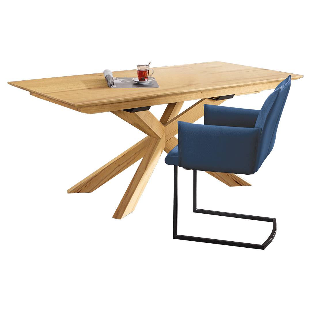 Tisch "Aurana-Estenda" | 100x180 cm | Wildeiche | Bio-Material | Handgefertigt | Auszug 50 cm | schadstoffgeprüft | Esstische