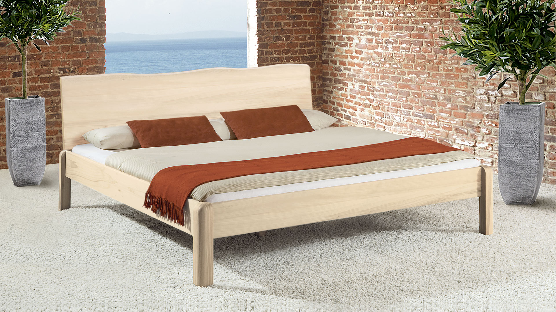 Einzelbett und Doppelbett "Siena 02" - Diverse Oberflächen