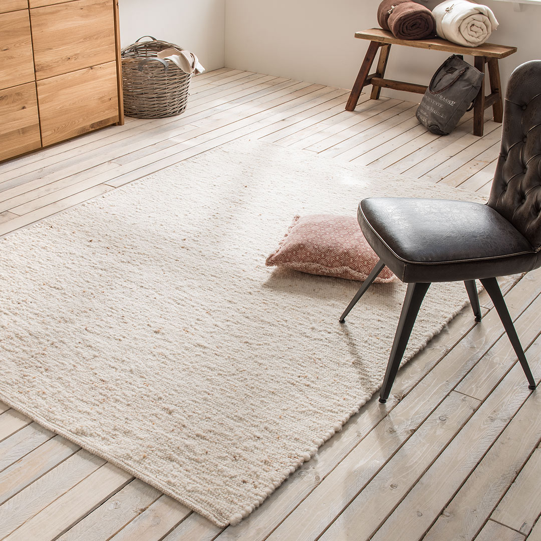 Schurwollteppich "Terra" | 60x120 cm | weiß | 100% ökologisch