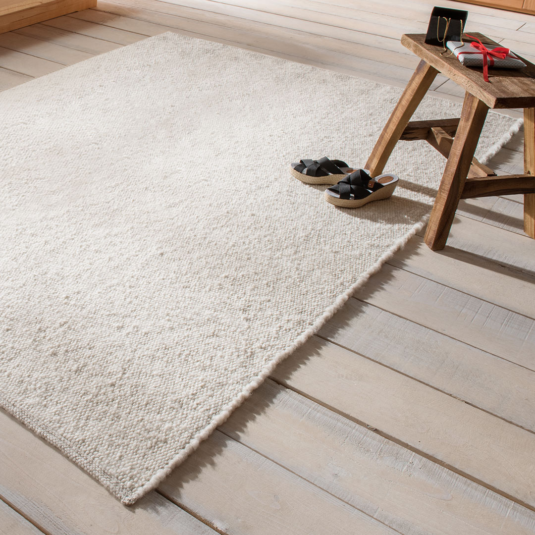 Schurwollteppich "Lana" | 60x120 cm | naturweiß | Bio-Material | Handgefertigt | schadstoffgeprüft | Teppiche