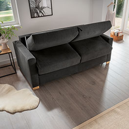 Schlafsofa Opra ist ein vollwertiges Bett Sitzfläche von der Liegefläche abgekoppelt