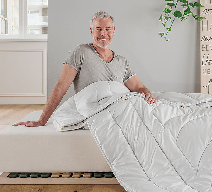 Kamelflaumhaar-Kombi-Bettdecke "Cammello-Figura"