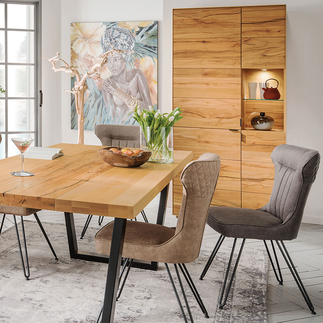 Vitrine "Senera" | H195xB96xT42 cm | Kernbuche | vegan | Bio-Material | Handgefertigt | ohne Beleuchtung | schadstoffgeprüft | Vitrinen