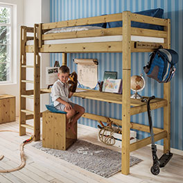 Hochbett mit Leiter, mit Schreibtischplatte optional erweiterbar Hochbett mit Leiter und optionaler Schreibtischplatte spart Platz