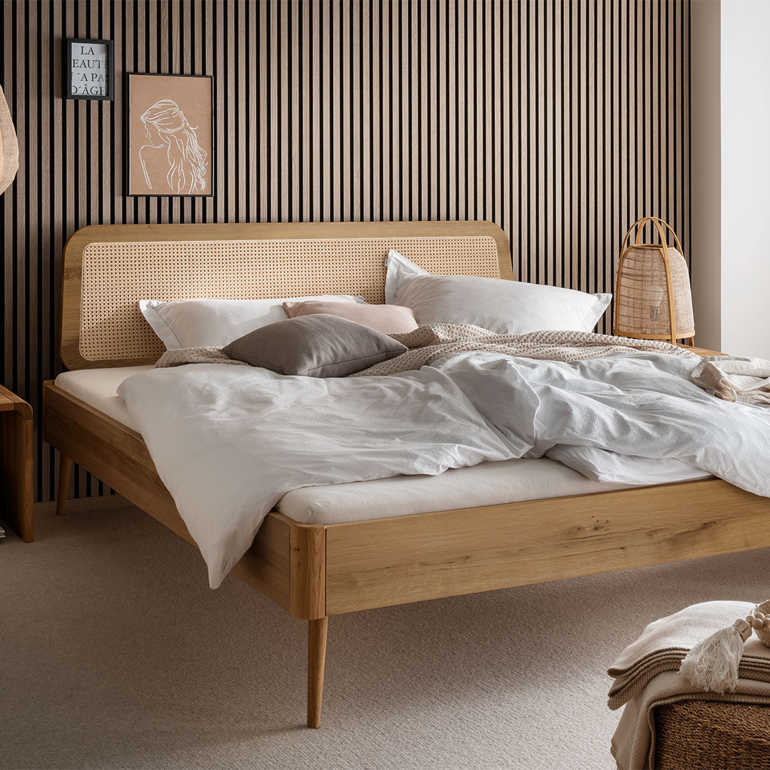 Massivholzbett "Vienna" | 90x200 cm | Buche geölt | Bio-Material | Handgefertigt | schadstoffgeprüft | Massivholzbetten