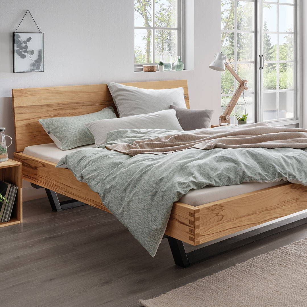 Schwebebett "Sincera" | 90x200 cm | Buche geölt | Bio-Material | Handgefertigt | schadstoffgeprüft | Massivholzbetten