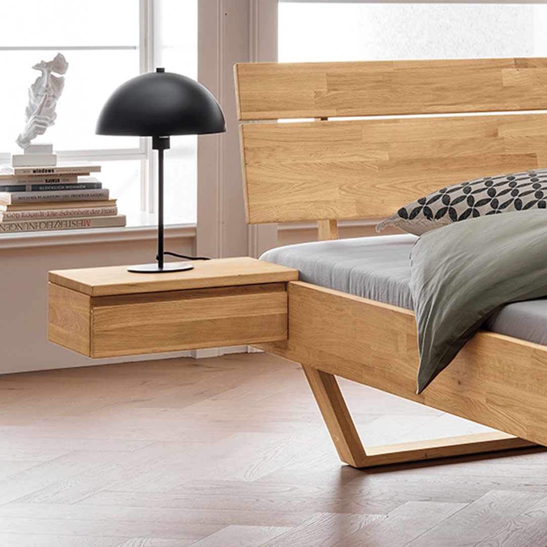 Nachtkonsole "Golaro" | H16xB48xT33 cm | Kernbuche | Bio-Material | Handgefertigt | für die linke Bettseite | schadstoffgeprüft | Nachttische