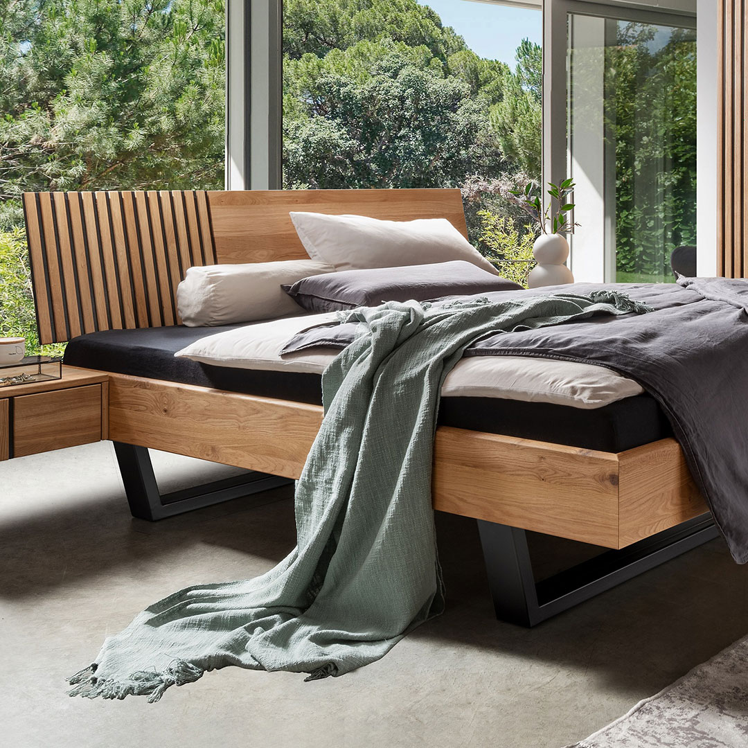 Schwebebett "Acustica" | 140x200 cm | Bio-Material | Handgefertigt | schadstoffgeprüft | Massivholzbetten