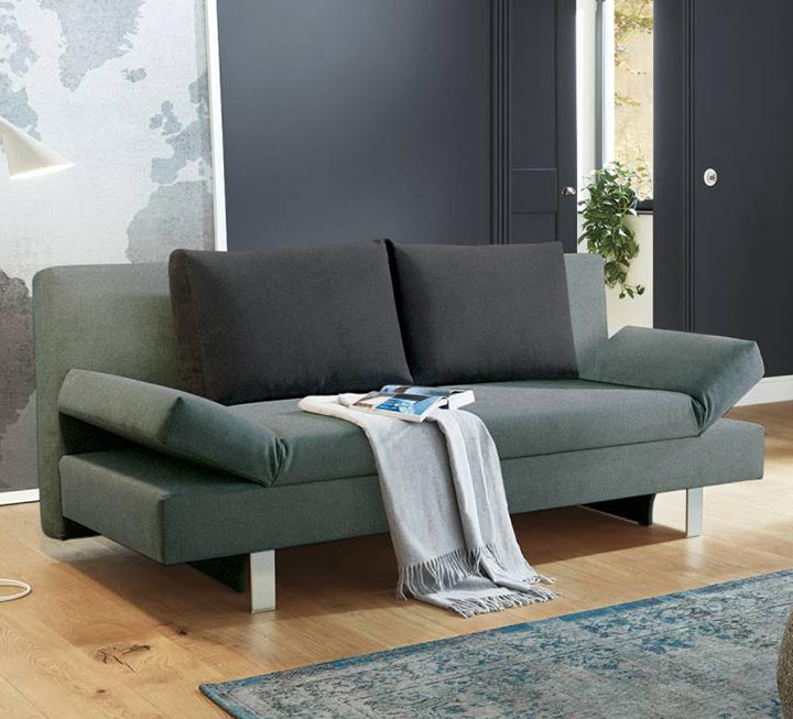 Schlafsofa in Stoffart Glen, Farbe Sand - Kissen in hellbraun Schlafsofa in Stoffart Glen, Farbe Sand - Kissen in hellbraun
