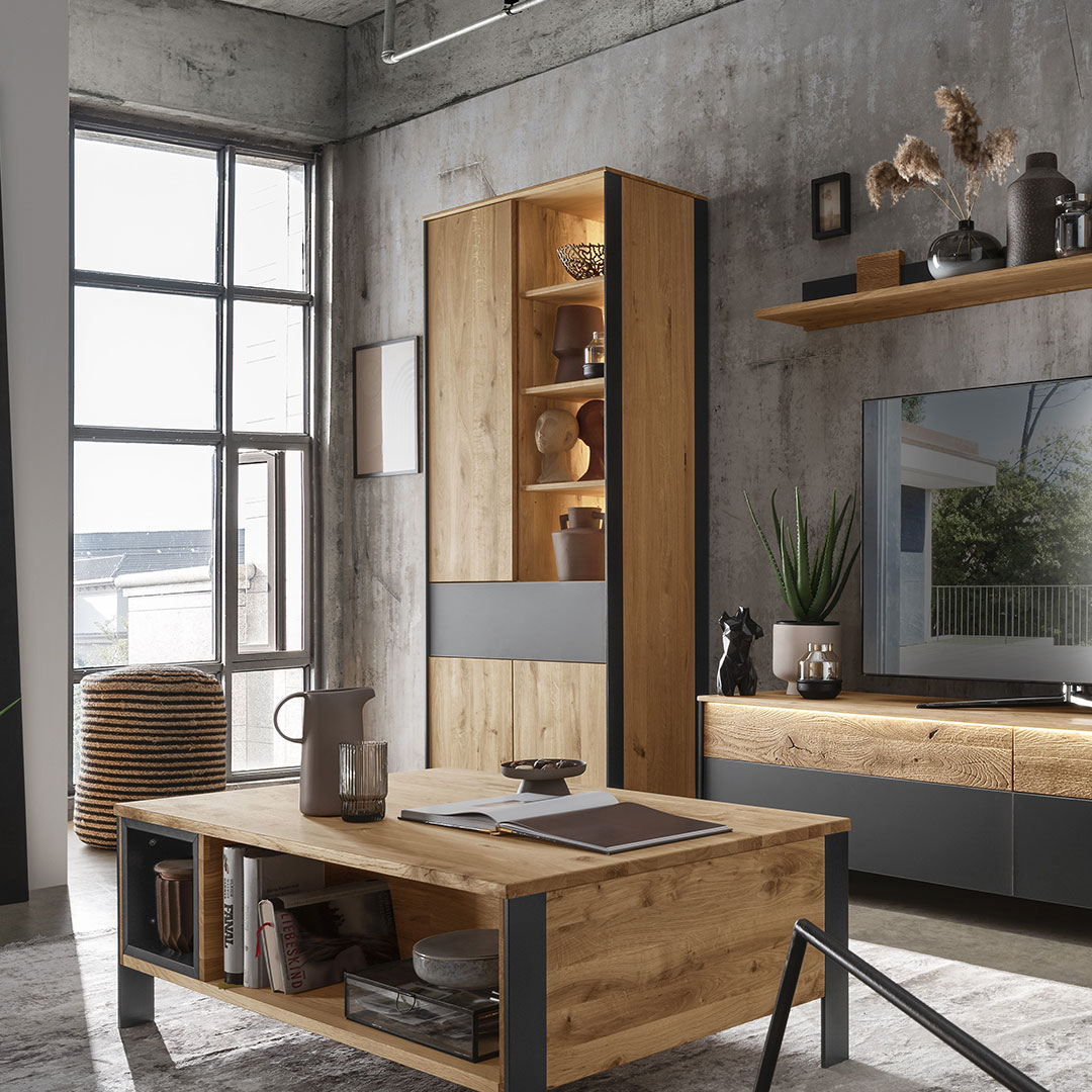 Vitrine "Fira" | H202xB88xT42 cm | Bio-Material | Handgefertigt | schadstoffgeprüft | Vitrinen