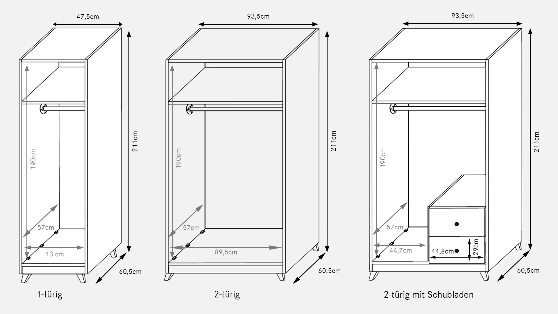 DrehtürenKleiderschrank "Arisa" 100 Massivholz