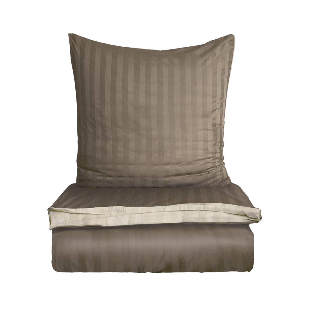 Satin-Wende-Bettwäsche "Kastilia-Colora" | 80x80 + 155x220 cm | natur/muskat | Bio-Material | Handgefertigt | Garnitur | schadstoffgeprüft | Bio-Bettwäsche