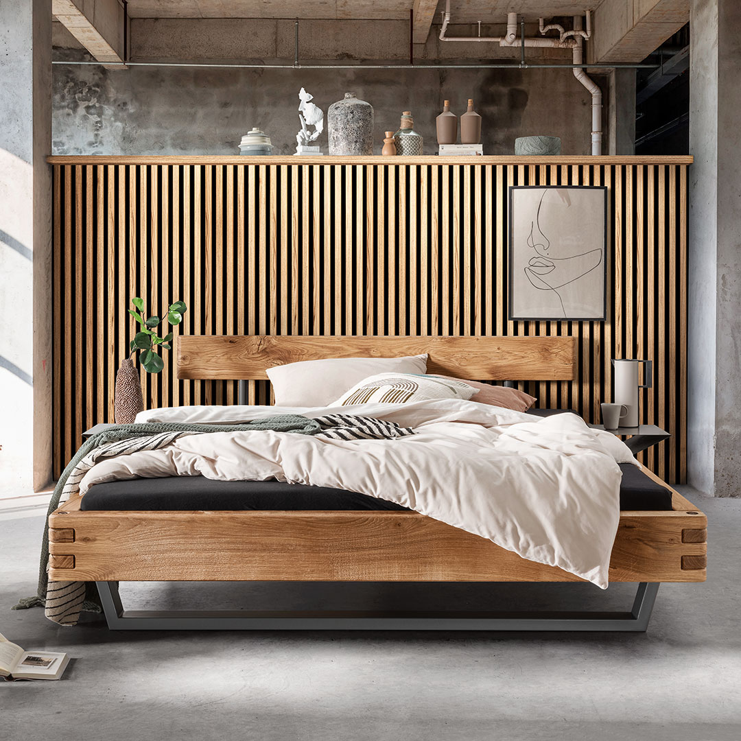Balkenbett-Konfigurator "Surtido" | 140x200 cm | Bio-Material | Handgefertigt | Variante 01 ohne Kopfteil | Bettrahmen | schadstoffgeprüft | Massivholzbetten