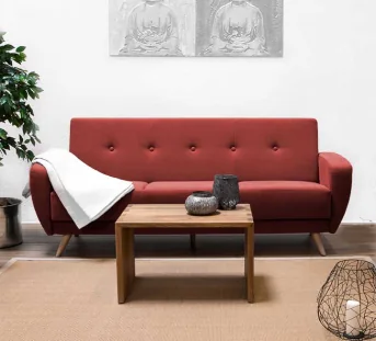 Couch Deria - Angesagter Retro-Stil in kräftigem rot
