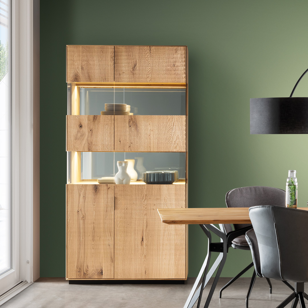 Vitrine "Eterna" | H205xB65xT45 cm | Bio-Material | Handgefertigt | schadstoffgeprüft | Vitrinen