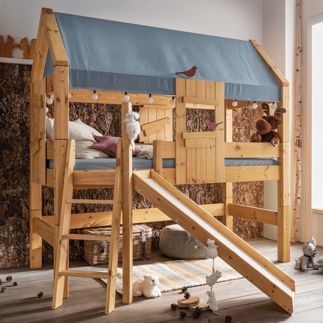Mini-Hochbett "Casalito" | 90x200 cm | Kiefer gelaugt/geölt | Bio-Material | Handgefertigt | schadstoffgeprüft | Kinder-Betten
