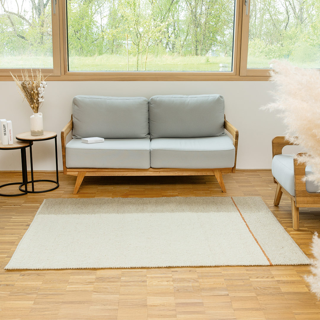 Schurwollteppich "Tessera" | 70x140 cm | beige/terra | Bio-Material | Handgefertigt | schadstoffgeprüft | Teppiche