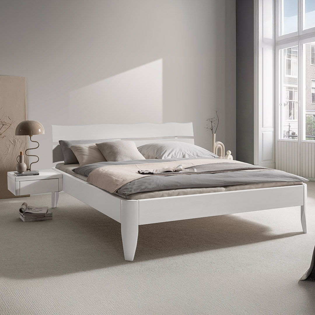 Massivholzbett "Candora" | 90x200 cm | Bio-Material | Handgefertigt | ohne Nachttisch | schadstoffgeprüft | Massivholzbetten