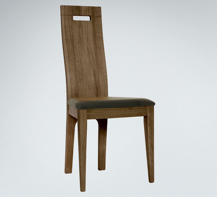 Moderner Stuhl mit ergonomisch geschwungener Rückenlehne
